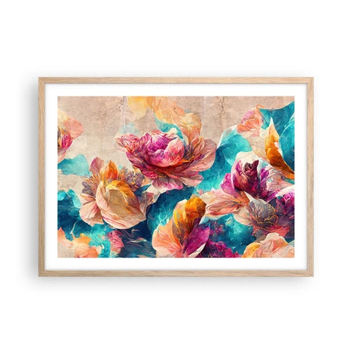 Plakát v rámu světlý dub - Barevné bohatství kytice - 70x50 cm