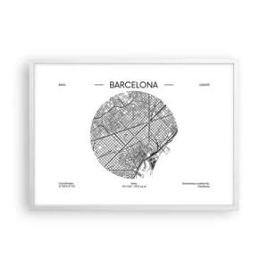 Plakát v bílém rámu - Anatomie Barcelony - 70x50 cm