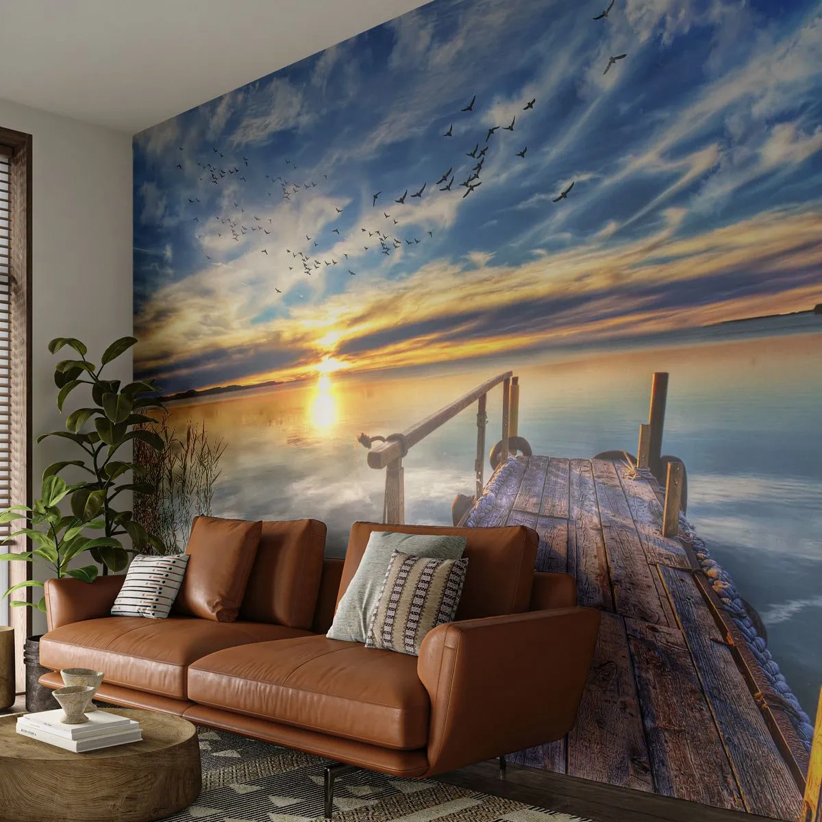 Fototapeta Premium Sand - Vítr jde odpočívat - Krajina, jezero, Dřevěný most - 100x70 cm