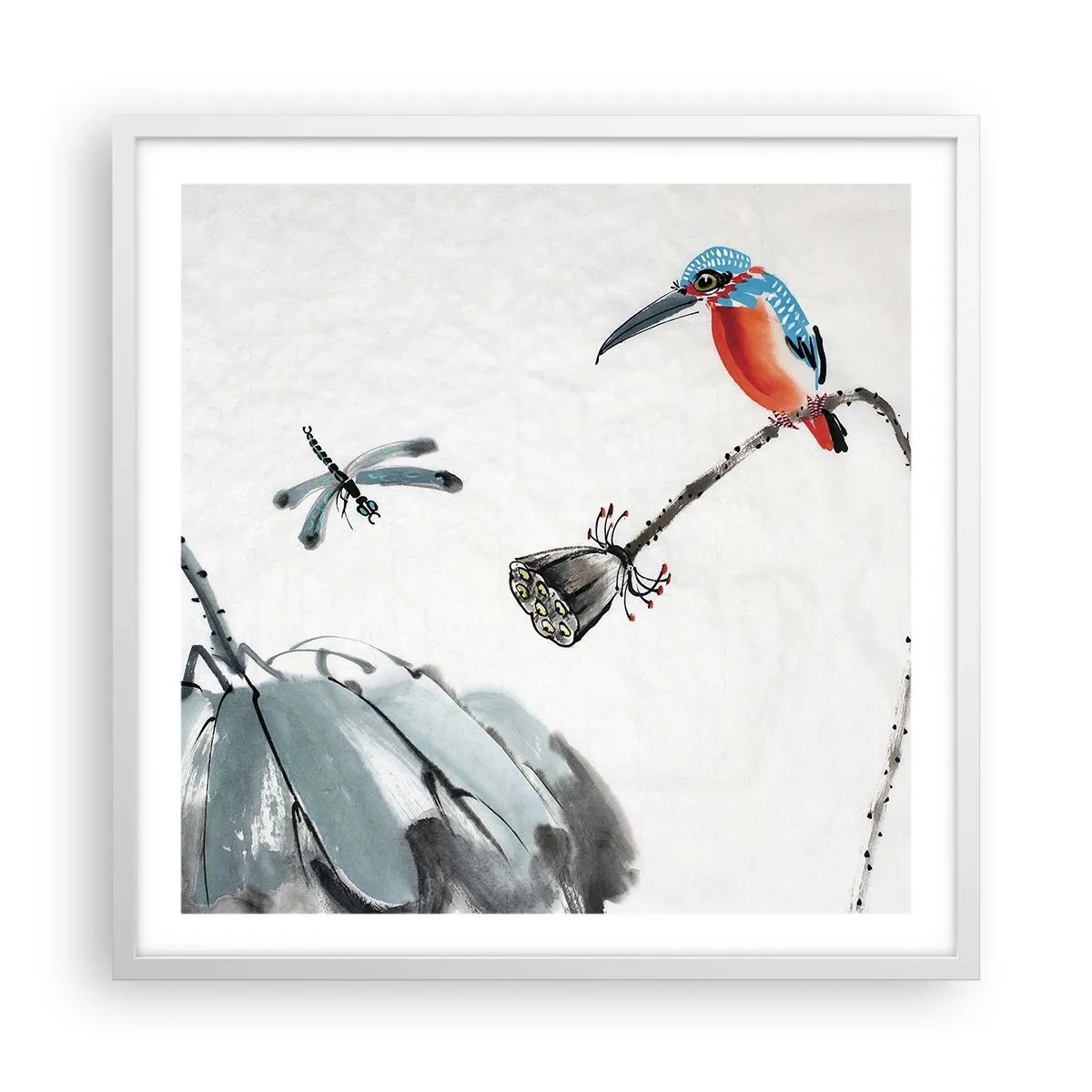 Plakát v bílém rámu - Život louky - 60x60 cm