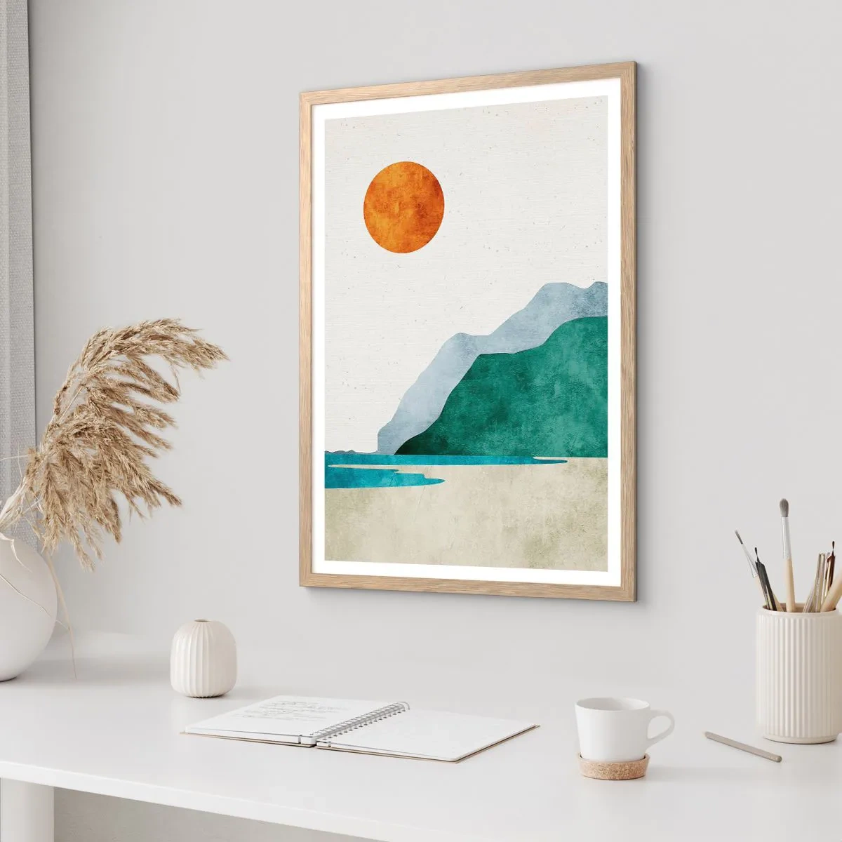 Plakát v rámu světlý dub - Prostě ideální krajina - 40x50 cm
