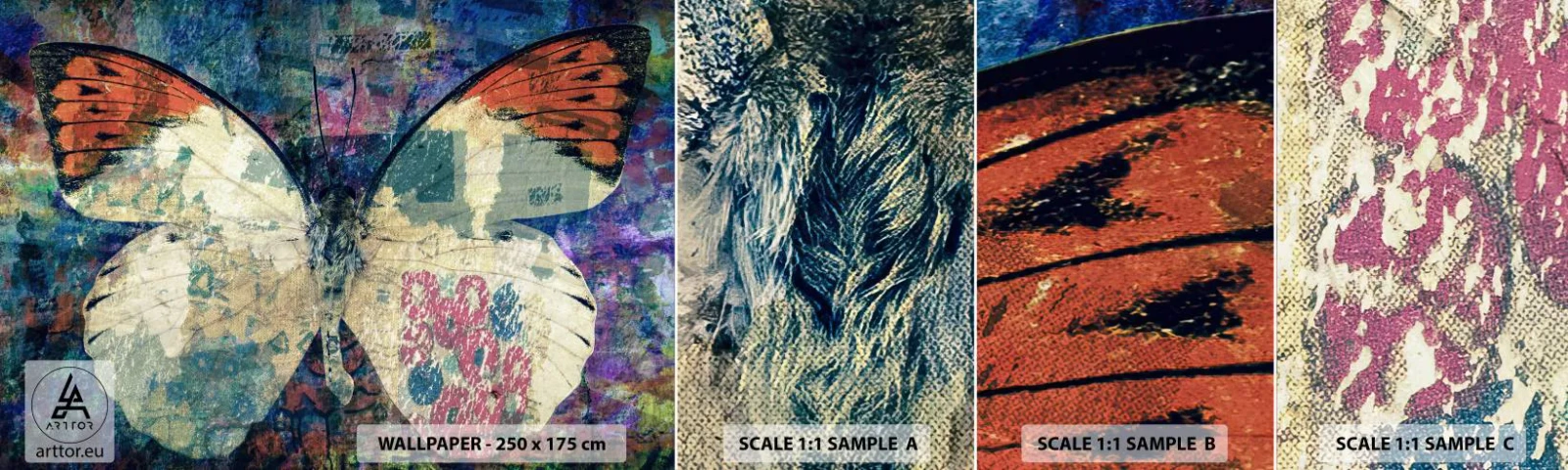 Vzor Fototapety Samolepicí Deluxe Sticker - Jemná křehkost - Motýl, Abstrakce, Kus - 100x30 cm