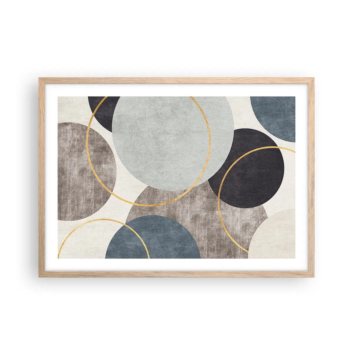 Plakát v rámu světlý dub - Kruh za kruhem - 70x50 cm