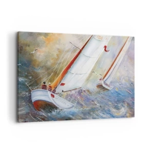 Obraz na plátně - Běžící přes vlny - 120x80 cm