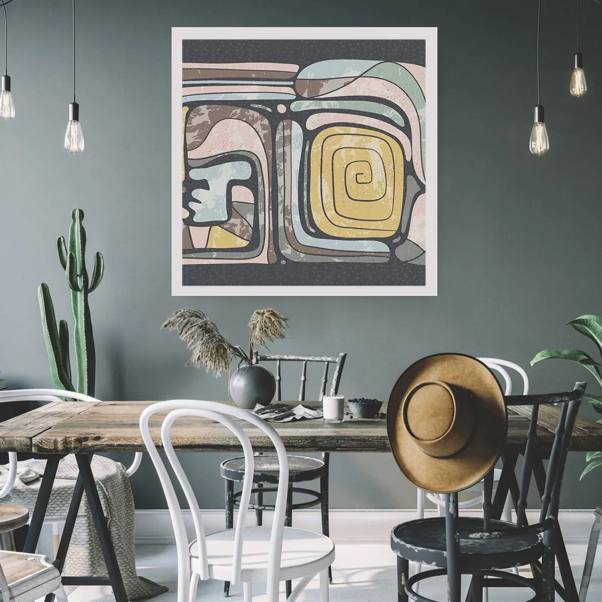 Plakát - Abstrakce v předkolumbovském duchu - 60x60 cm