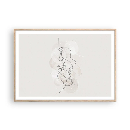 Plakát v rámu světlý dub - Zamotaní v objetí - 100x70 cm