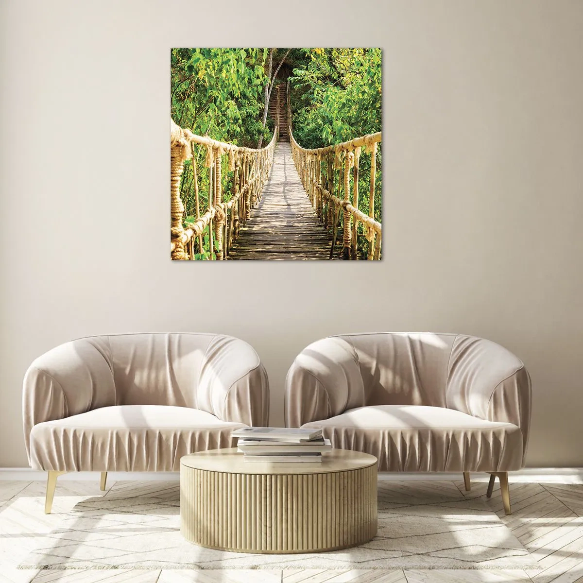 Obraz na skle - Zavěšený v zelené - 60x60 cm