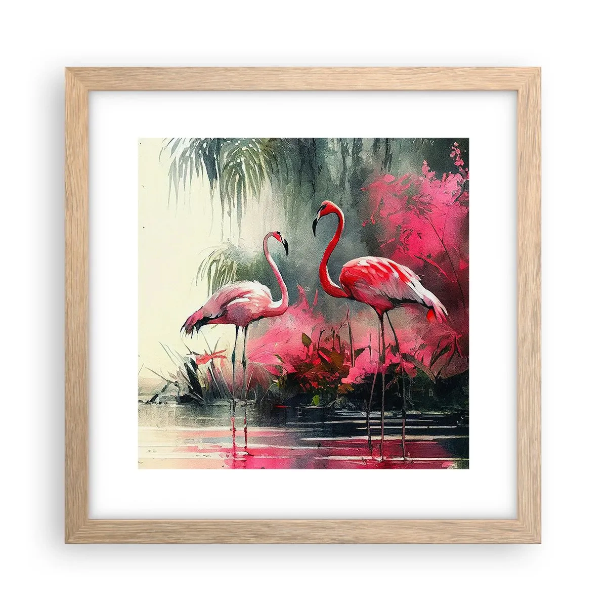 Plakát v rámu světlý dub - Hodiny přírodního kouzla - 30x30 cm