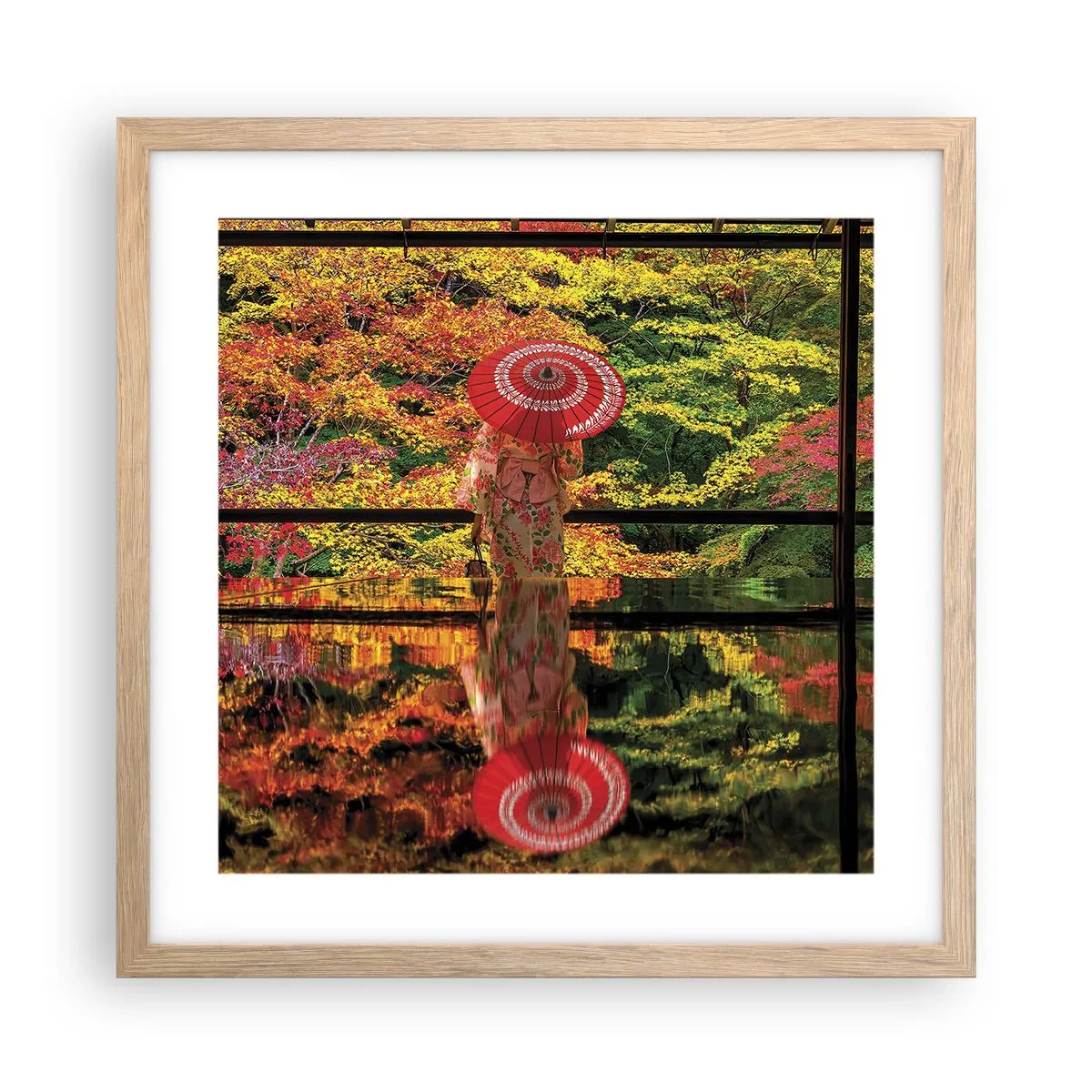 Plakát v rámu světlý dub - V chrámu přírody - 40x40 cm