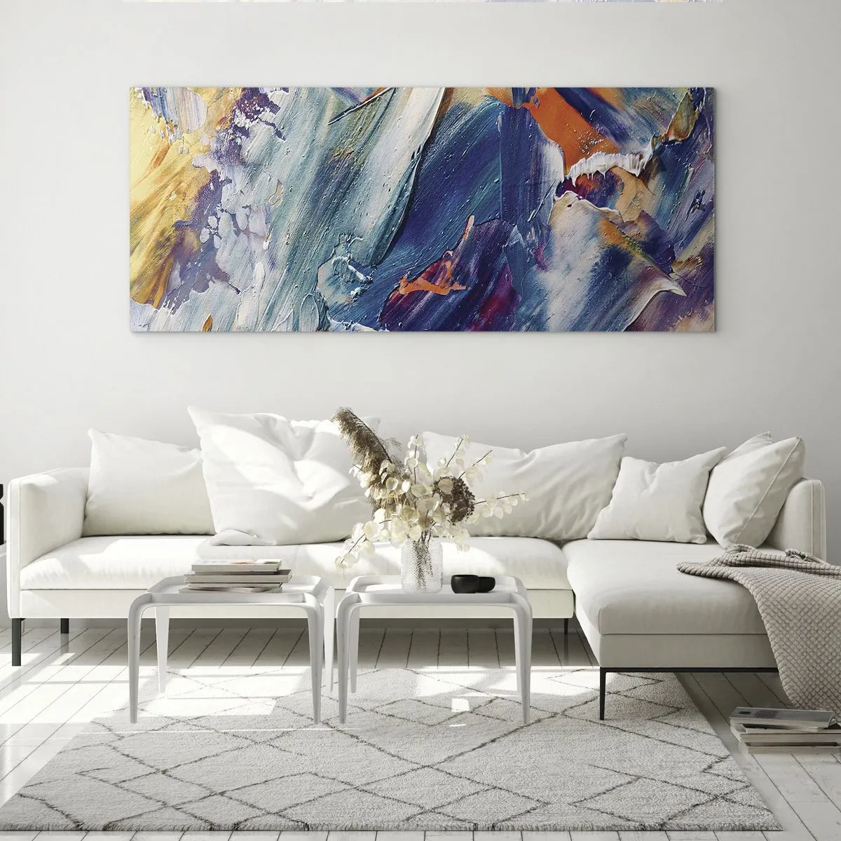 Obraz na skle - Chaos barev - 90x30 cm