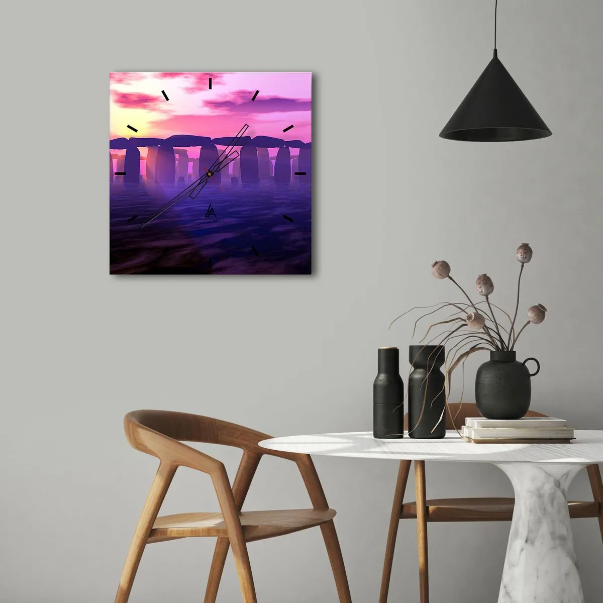 Nástěnné hodiny - Tajemství za svítání v mlze - 30x30 cm
