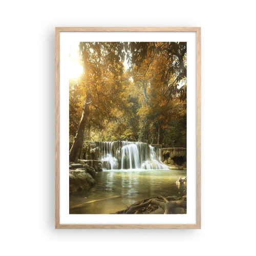 Plakát v rámu světlý dub - Parkový vodopád - 50x70 cm