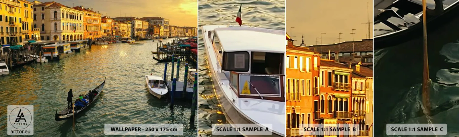 Fototapeta Vzorek Standard Eco - Na slunečné straně ulice - Město, Benátky, Itálie - 100x30 cm