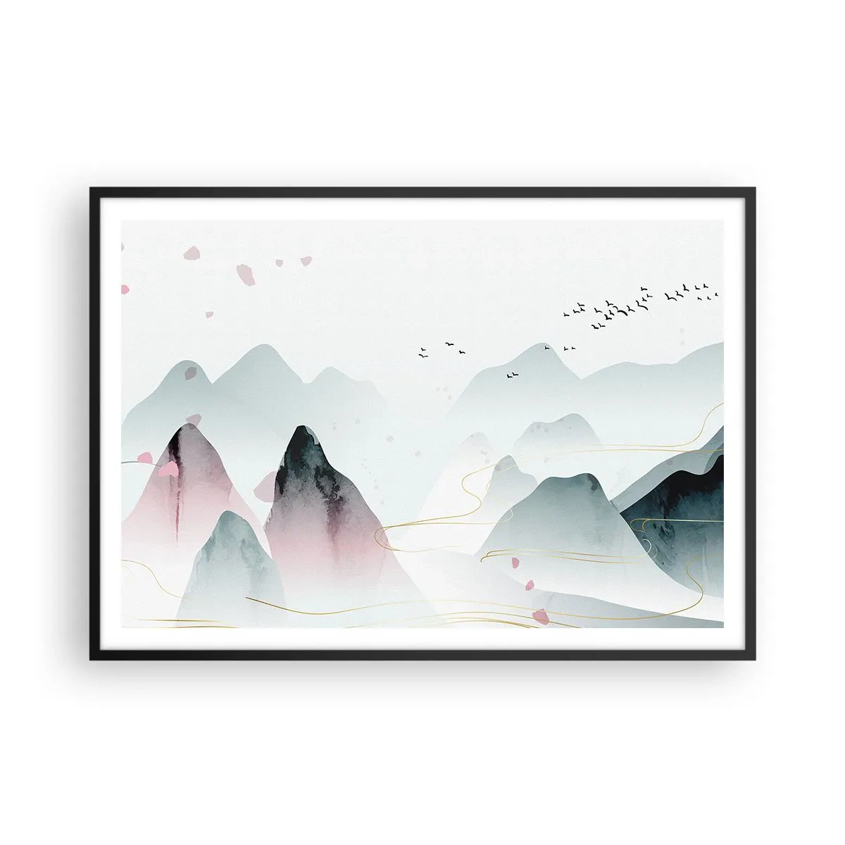 Plakát v černém rámu - Přes vrcholy - 100x70 cm