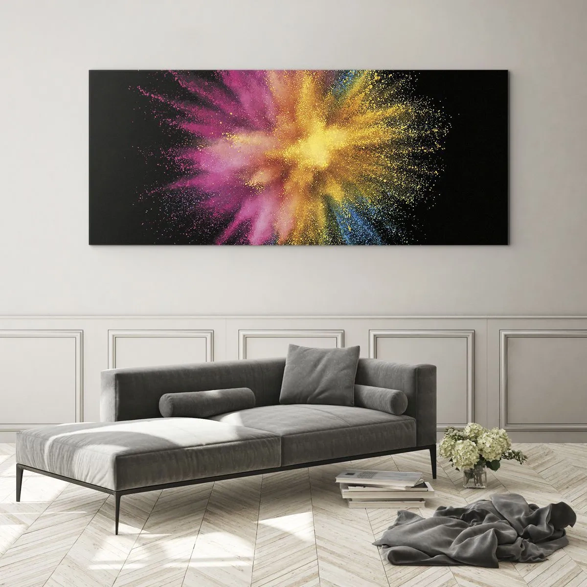 Obraz na skle - Zrození barev  - 100x40 cm