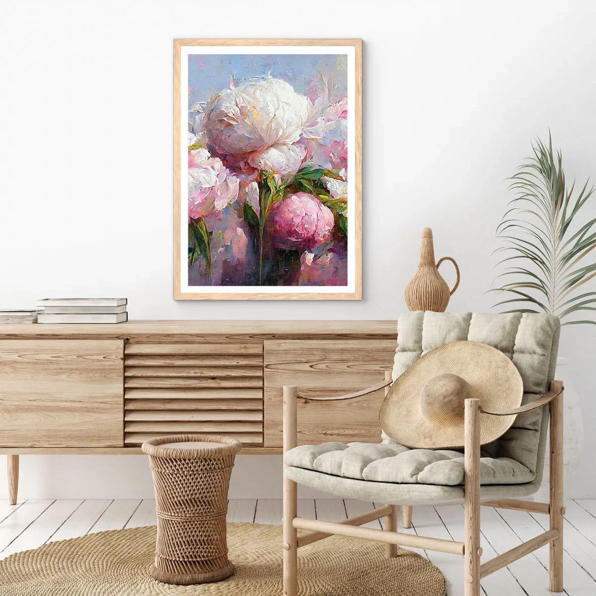 Plakát v rámu světlý dub - Kytice překypující životem - 30x40 cm