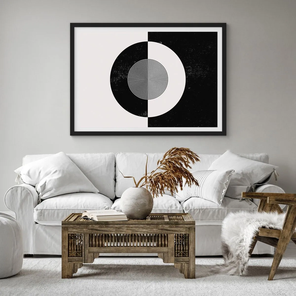 Plakát v černém rámu - Harmonie v černé a bílé - 70x50 cm