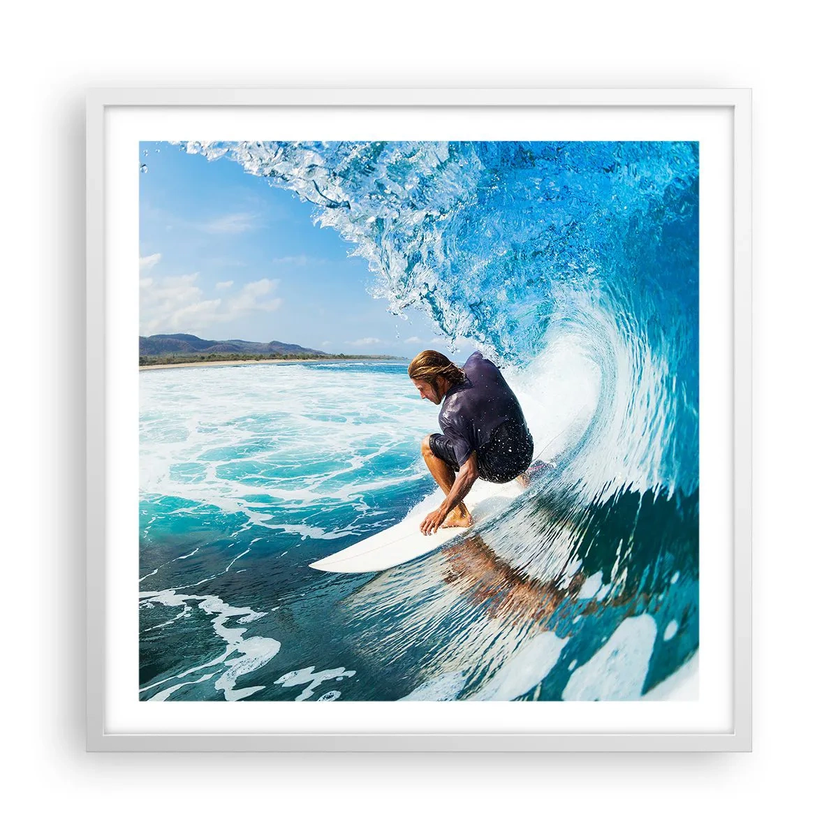 Plakát v bílém rámu - Tančící s vlnami - 60x60 cm