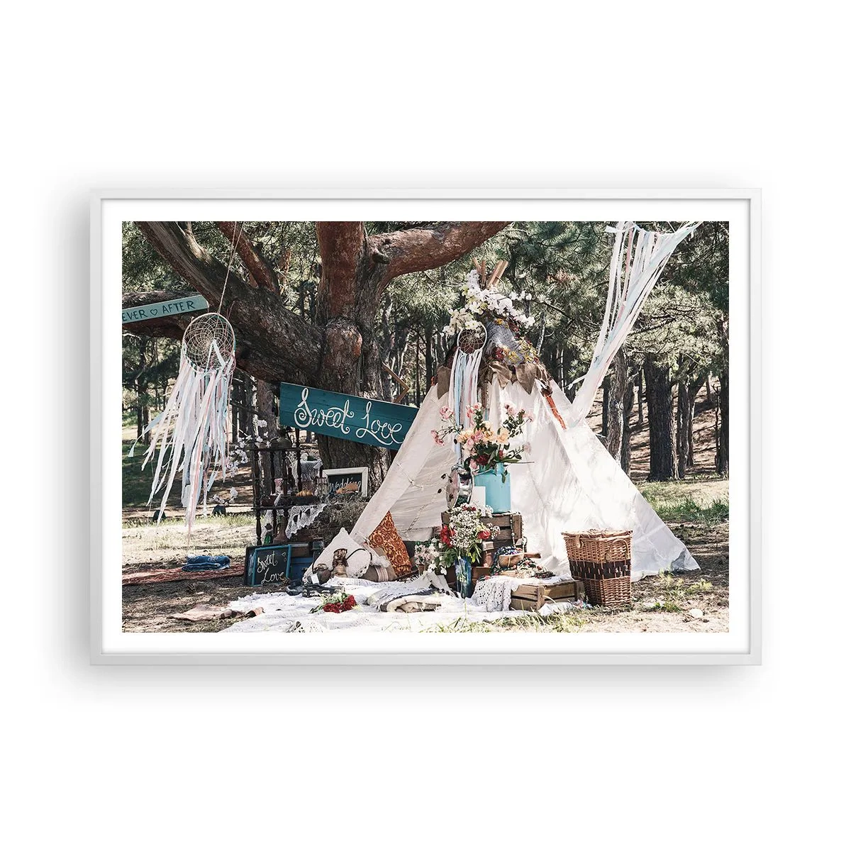 Plakát v bílém rámu - Make love… - 100x70 cm