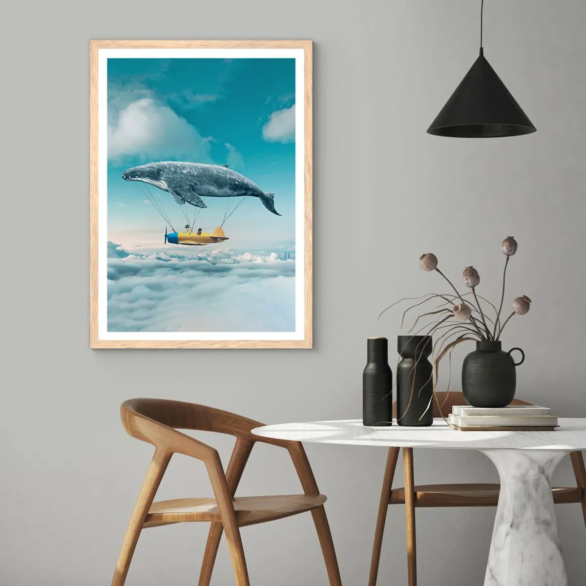 Plakát v rámu světlý dub - Proč ne? - 61x91 cm