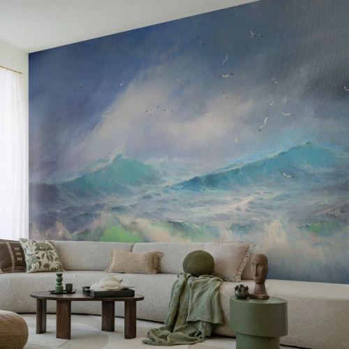 Fototapeta Premium Canvas - „Vichřice zavyla triumfálně…“ - Bouřka, Vysoká vlna, Ptactvo - 200x140 cm