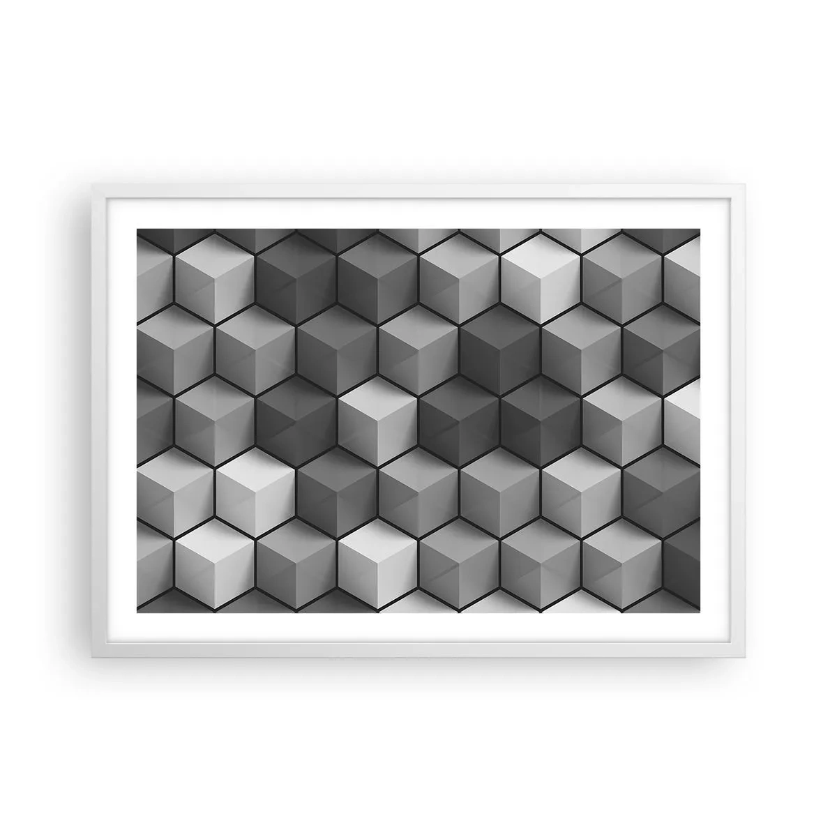 Plakát v bílém rámu - Kubistické puzzle - 70x50 cm