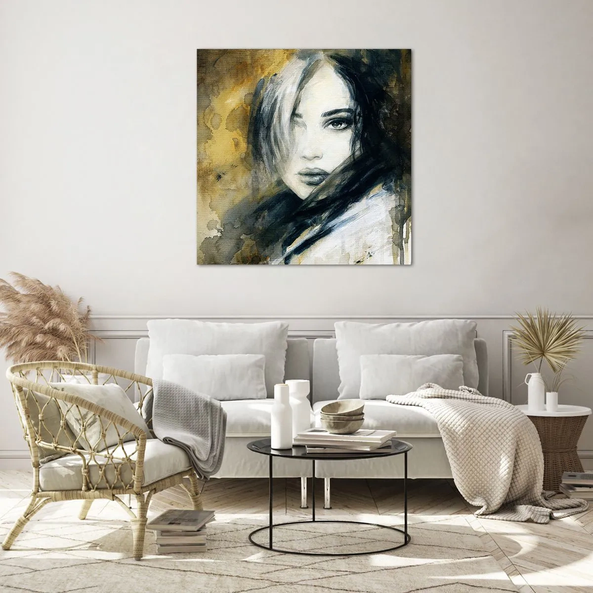 Obraz na skle - více nevinná nebo smyslná? - 50x50 cm
