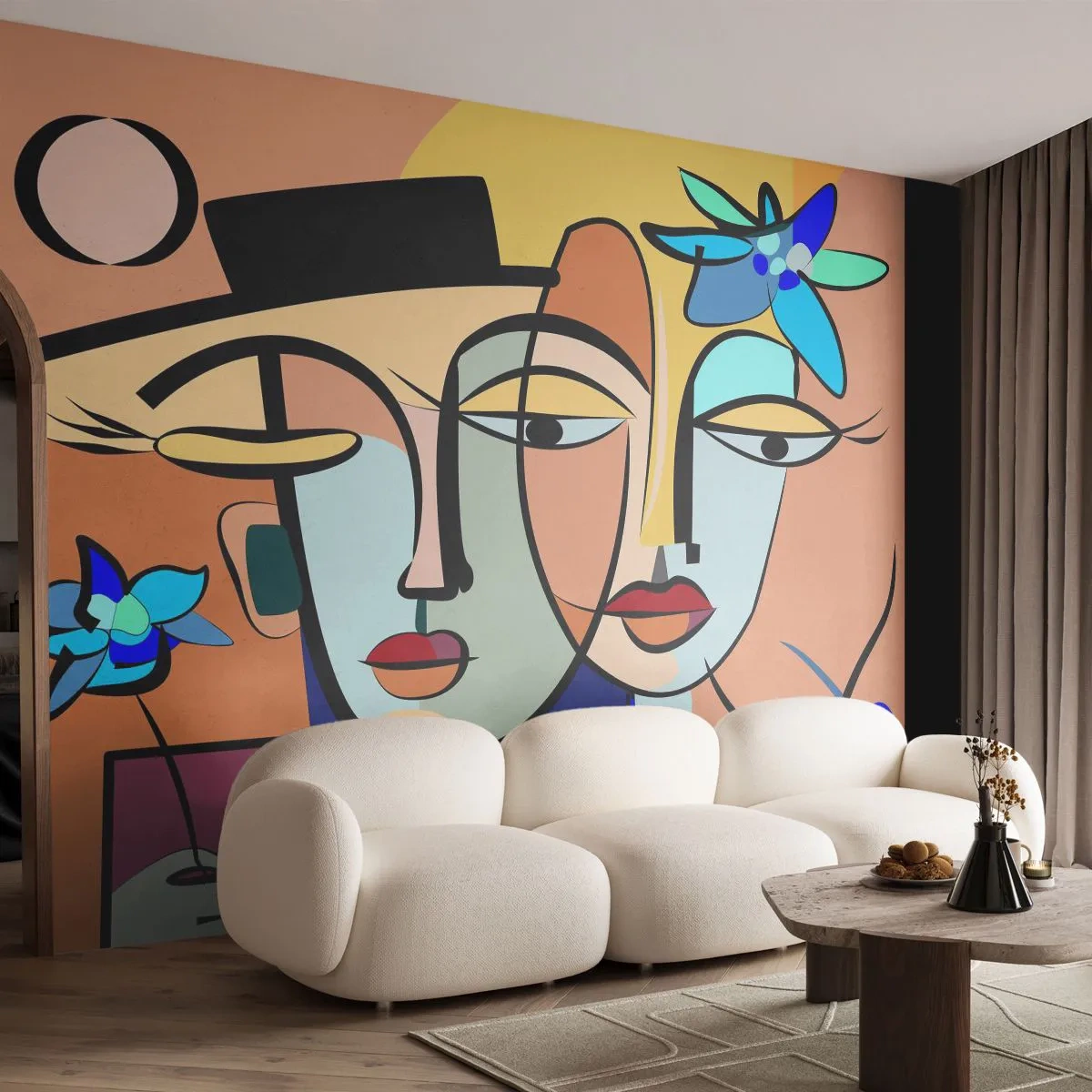 Fototapeta Premium Canvas - Picassovo randez vous - Tváře, Moderní, Kubismus - 250x175 cm
