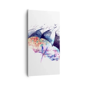 Obraz na plátně - Procházka v dešti - 65x120 cm