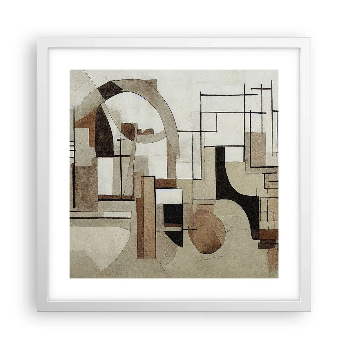 Plakát v bílém rámu - Městská krajina 2.0 - 40x40 cm