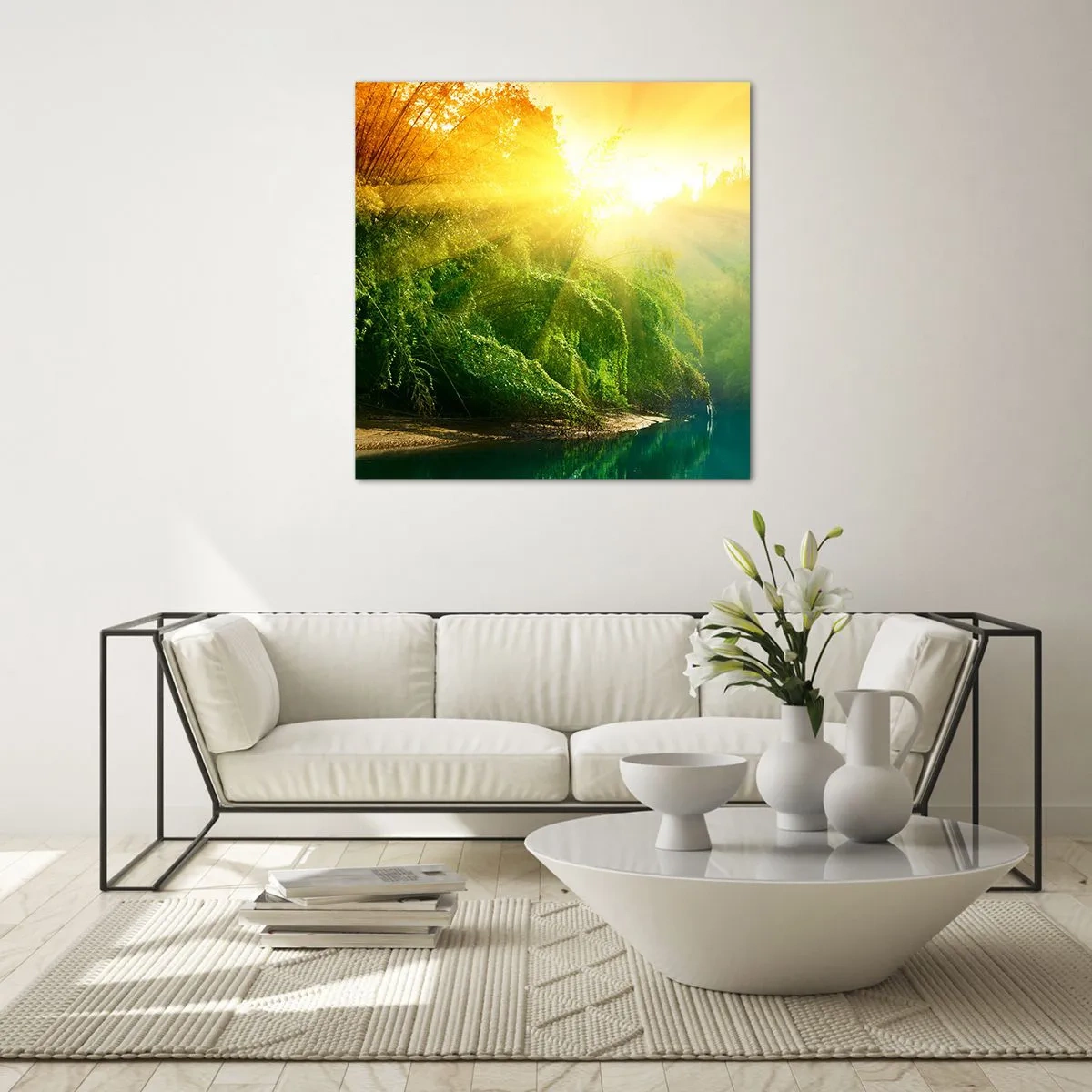 Obraz na skle - Utopit se ve sluncí a ve stínu - 50x50 cm