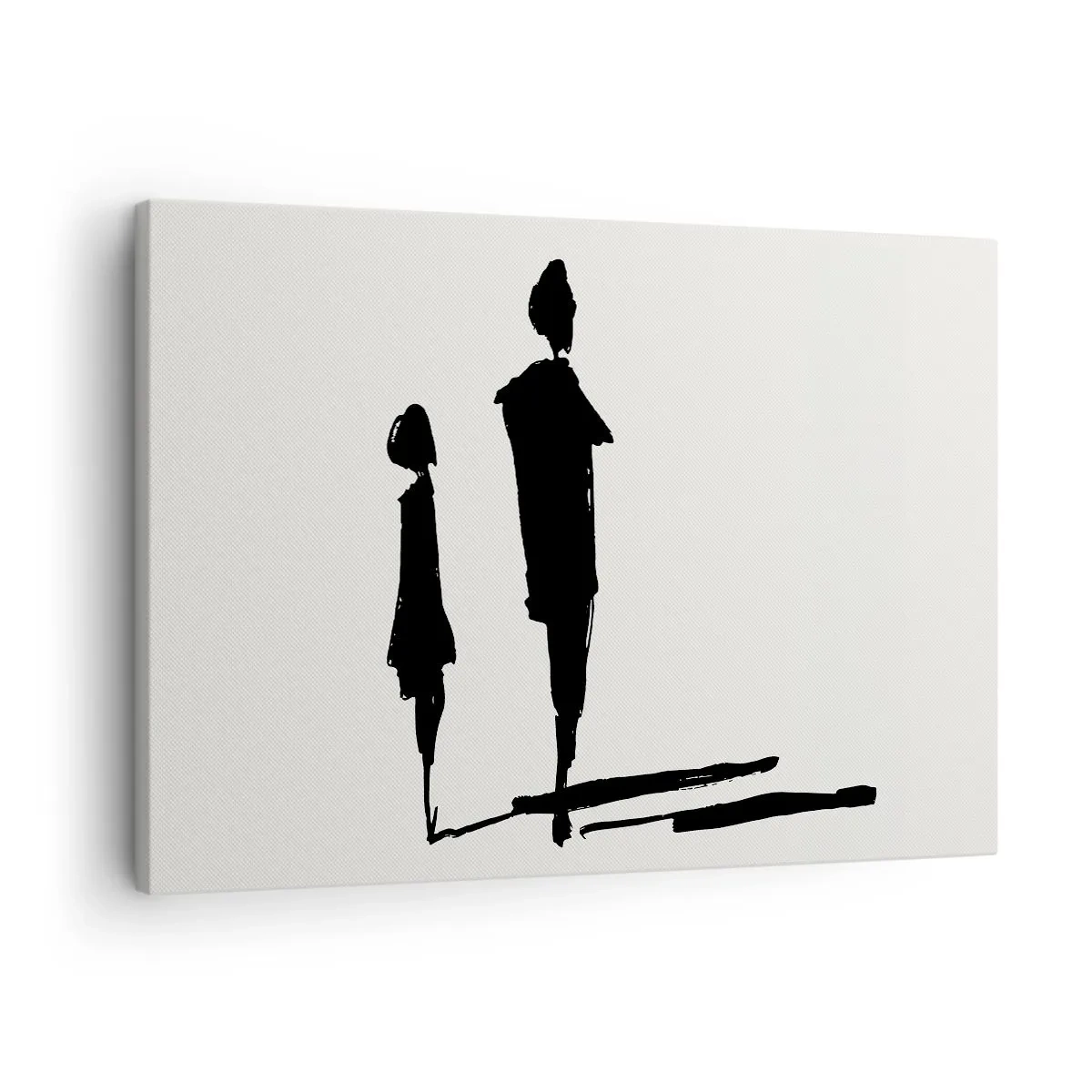 Obraz na plátně - Siluety dvou lidí v černém na světlém pozadí - 70x50cm - Určitě spolu? - Moderní nástěnná dekorace do obývacího pokoje a ložnice ARTTOR