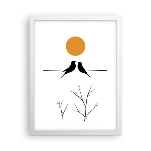 Plakát v bílém rámu - Slavíčí večer - 30x40 cm