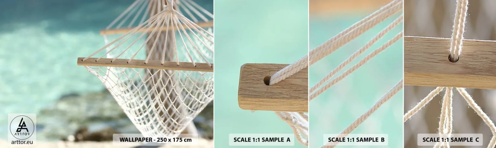 Fototapeta Vzorek Standard Eco - Čas relaxace - Houpací sít, Pláž, Cestování - 100x30 cm