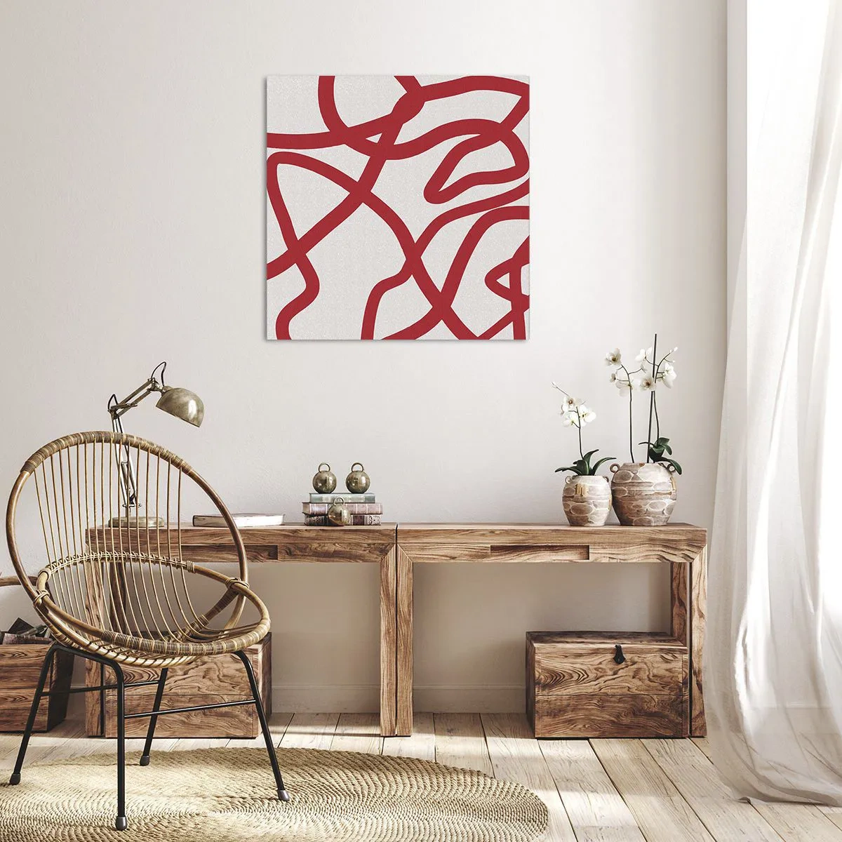 Obraz na plátně - Červené na bílém - 30x30 cm