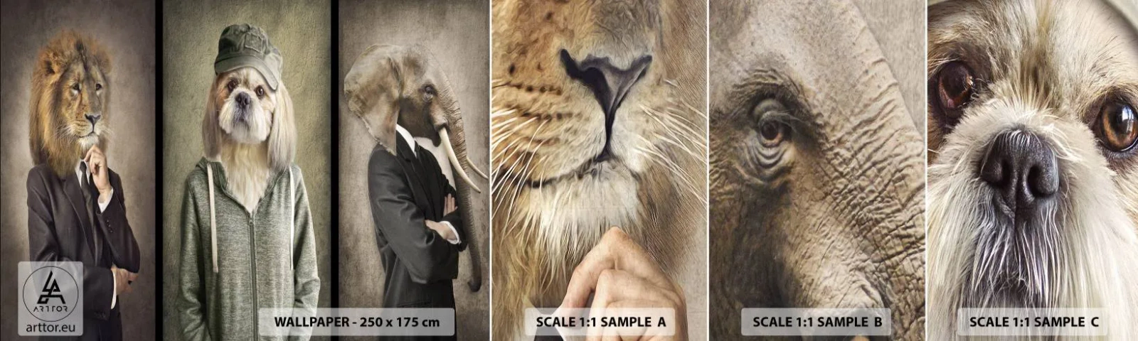 Vzor Fototapety Samolepicí Deluxe Sticker - Mám raději klídek - Abstrakce, Lev, Pes - 100x30 cm