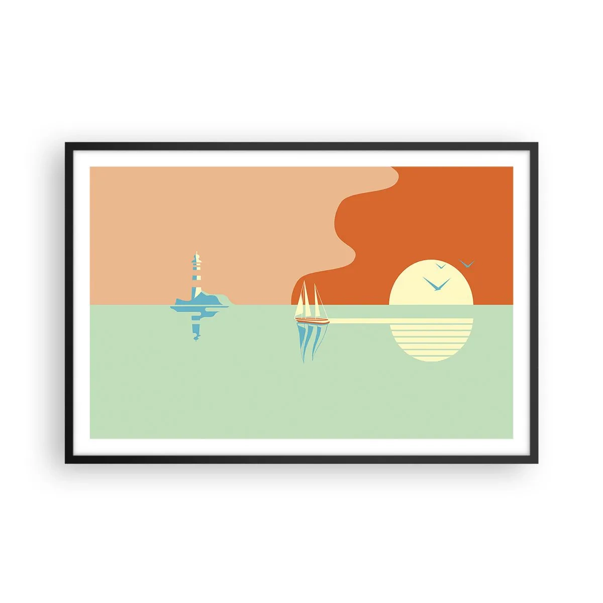 Plakát v černém rámu - Dokonalá mořská krajina - 91x61 cm