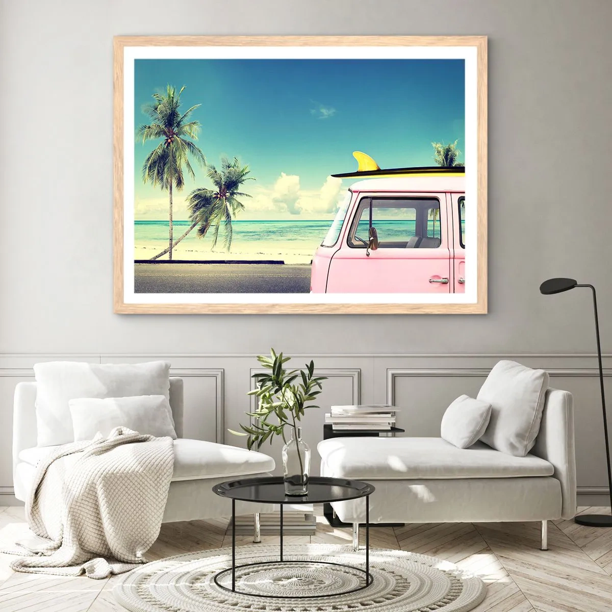 Plakát v rámu světlý dub - Prázdniny, je čas začít - 100x70 cm