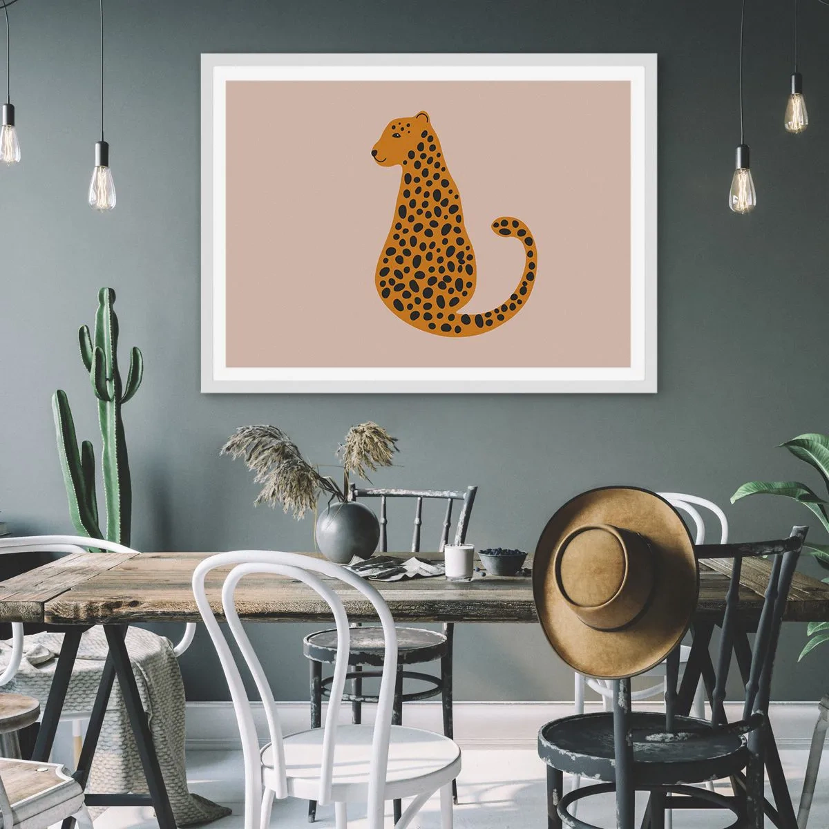 Plakát v bílém rámu - Leopardní vzor je v módě - 70x50 cm
