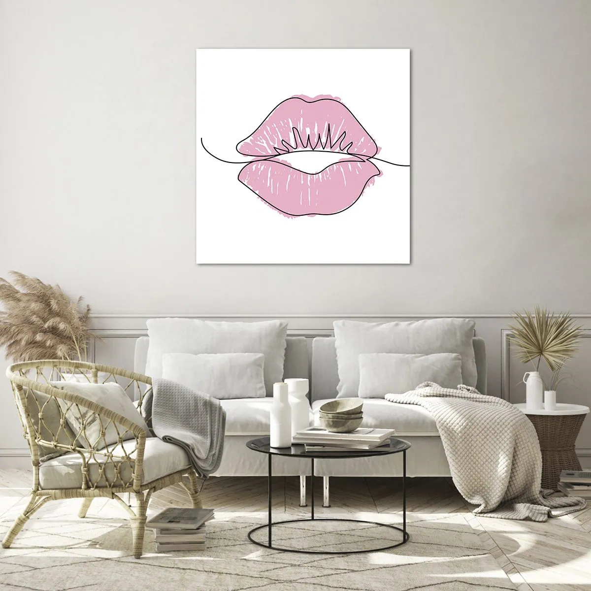 Obraz na skle - Jsi připraven na polibek? - 60x60 cm