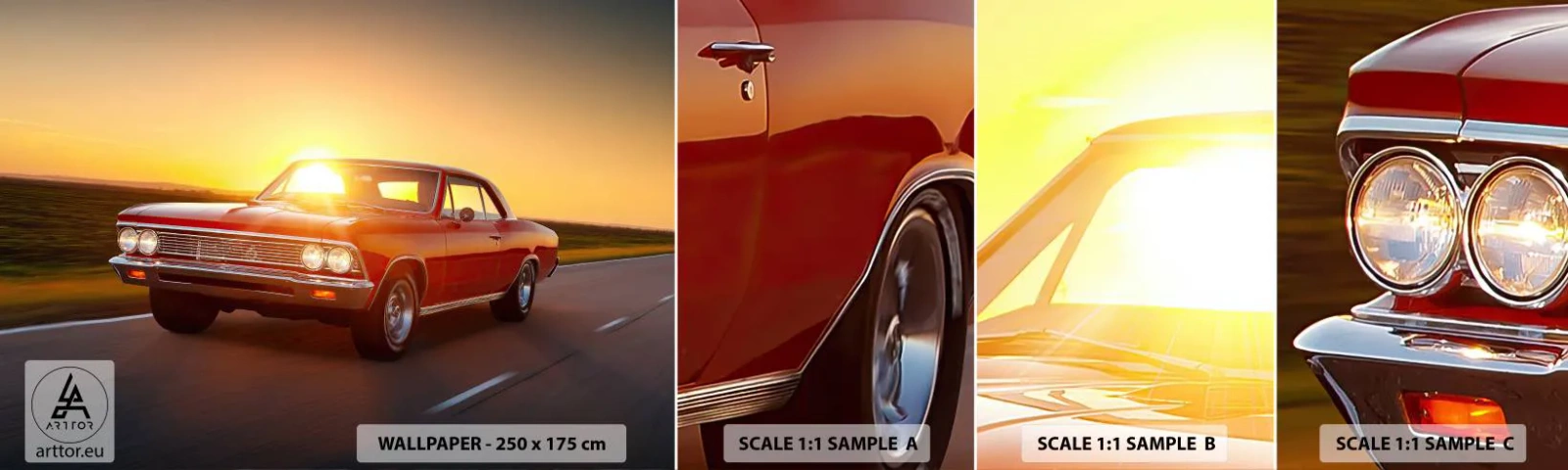 Vzor Fototapety Samolepicí Deluxe Sticker - Touha má červenou barvu - Auto, Výlet, Vinobraní - 100x30 cm