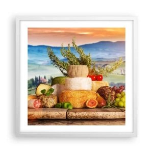 Plakát v bílém rámu - Italská radost ze života - 50x50 cm