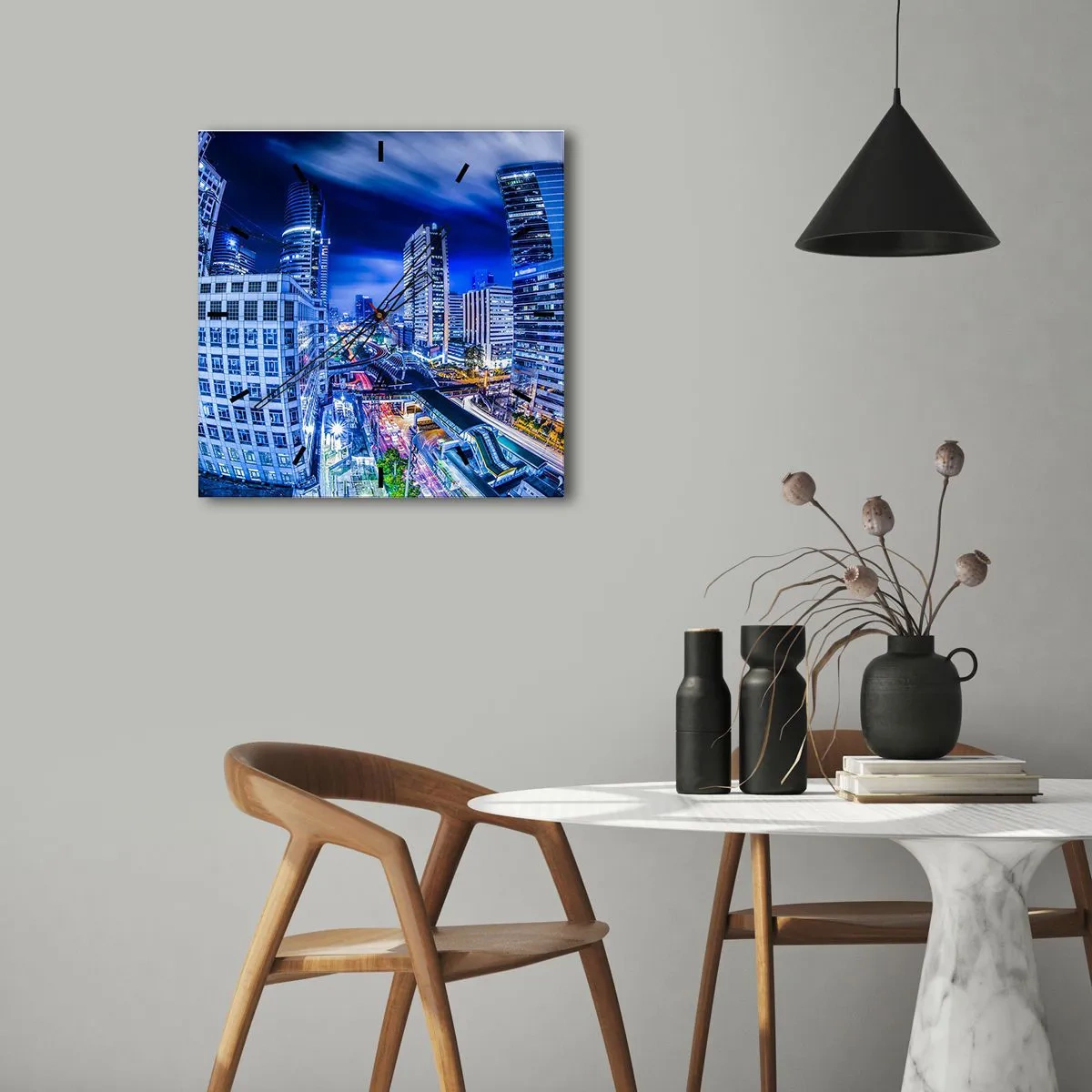 Nástěnné hodiny - Rytmy nočního města - 30x30 cm