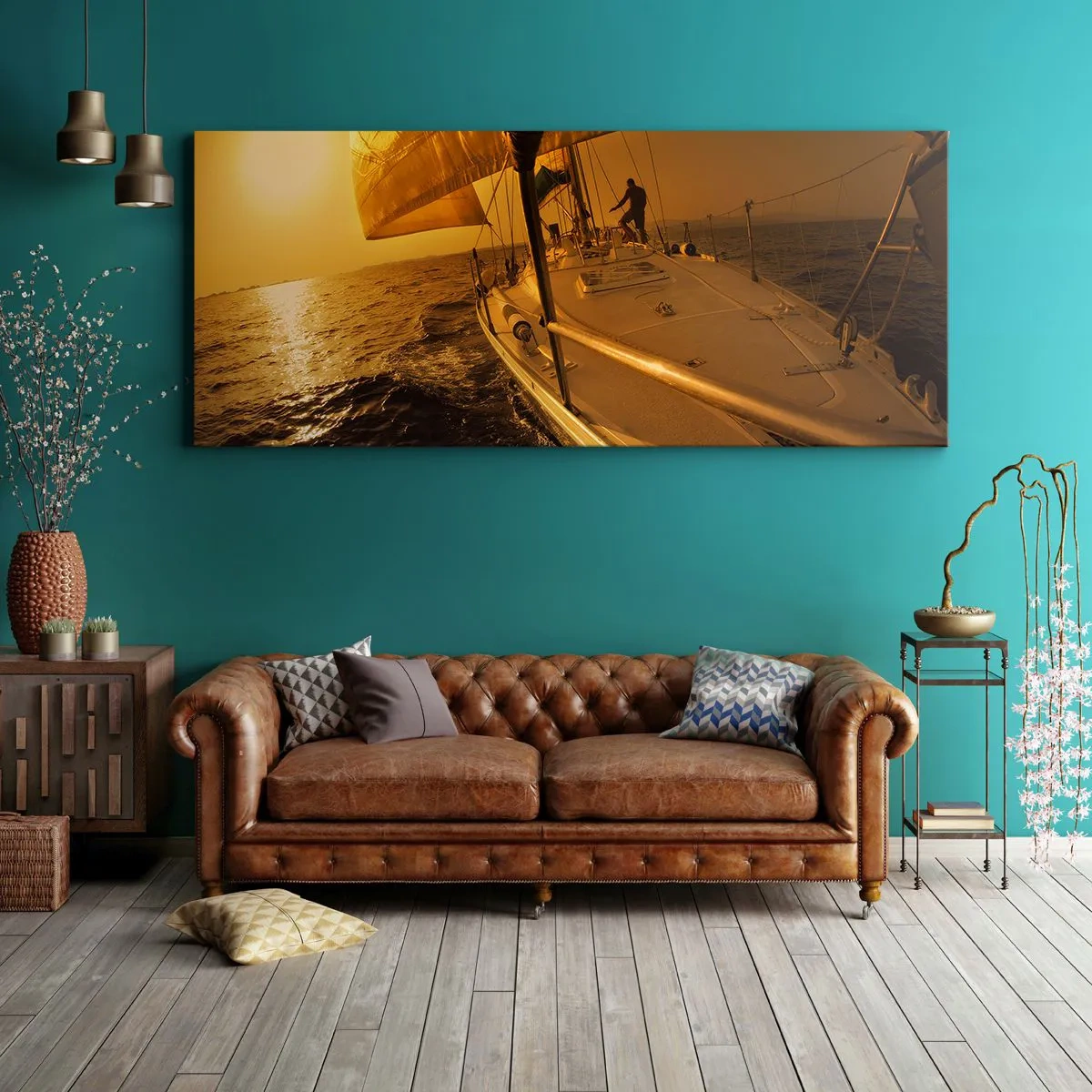 Obraz na plátně - Zlatý večer po vícebarevném dni - 100x40 cm