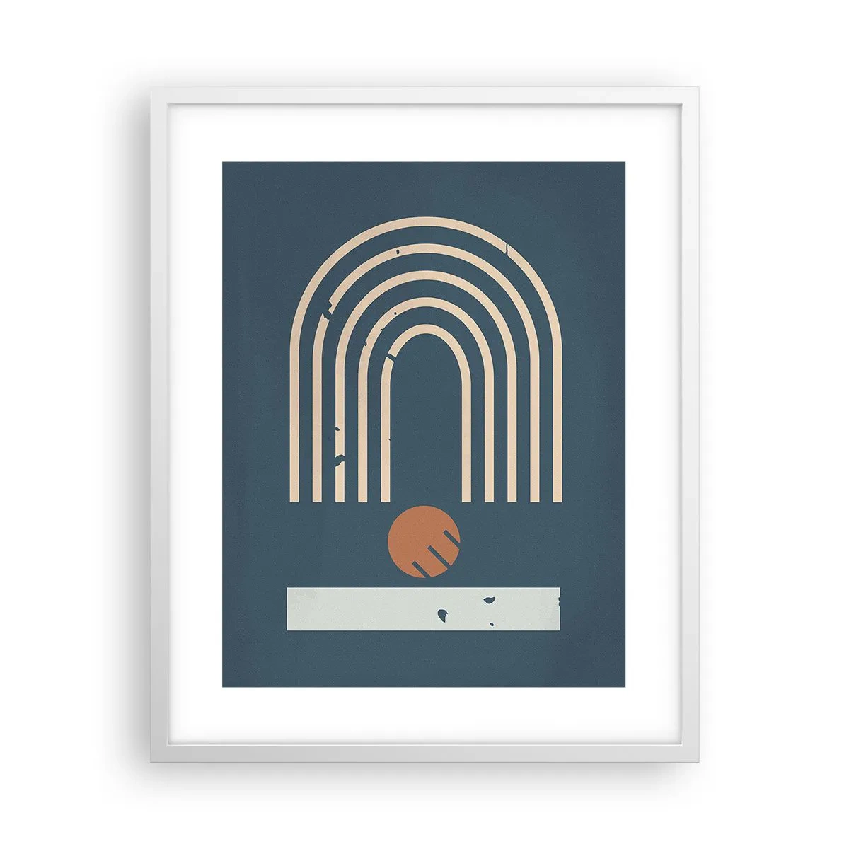 Plakát v bílém rámu - Geometrie v námořnické modři - 40x50 cm