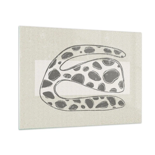 Obraz na skle - Fantastická organická forma v odstínech šedé na béžové - 70x50cm - Bizarní bytost - Moderní nástěnná dekorace do obývacího pokoje a ložnice ARTTOR