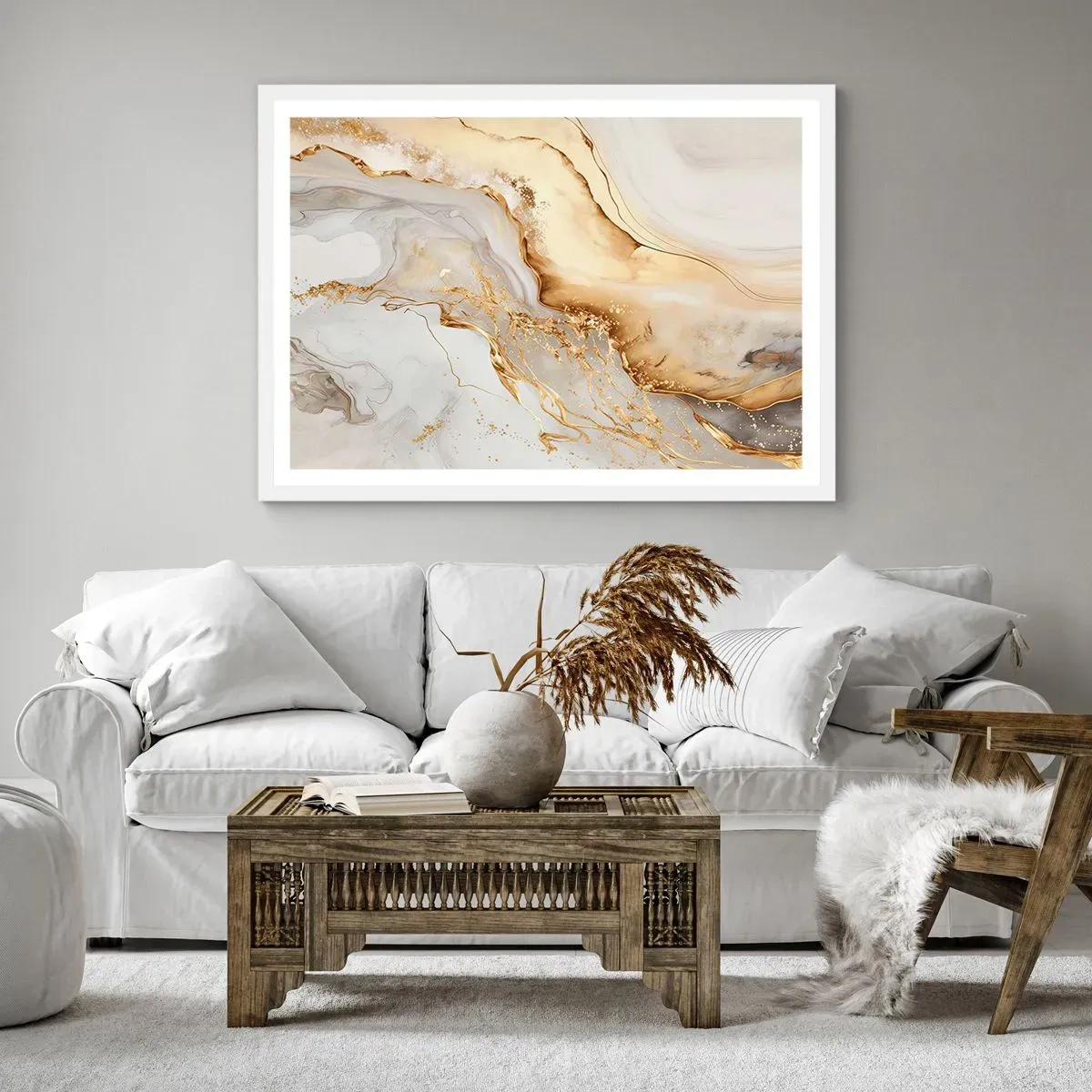 Plakát v bílém rámu - Abstrakce: krása a dobro - 70x50 cm