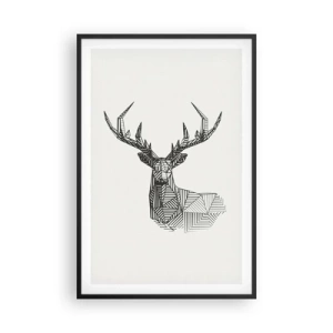 Plakát v černém rámu - Jelen v kubistickém stylu - 61x91 cm