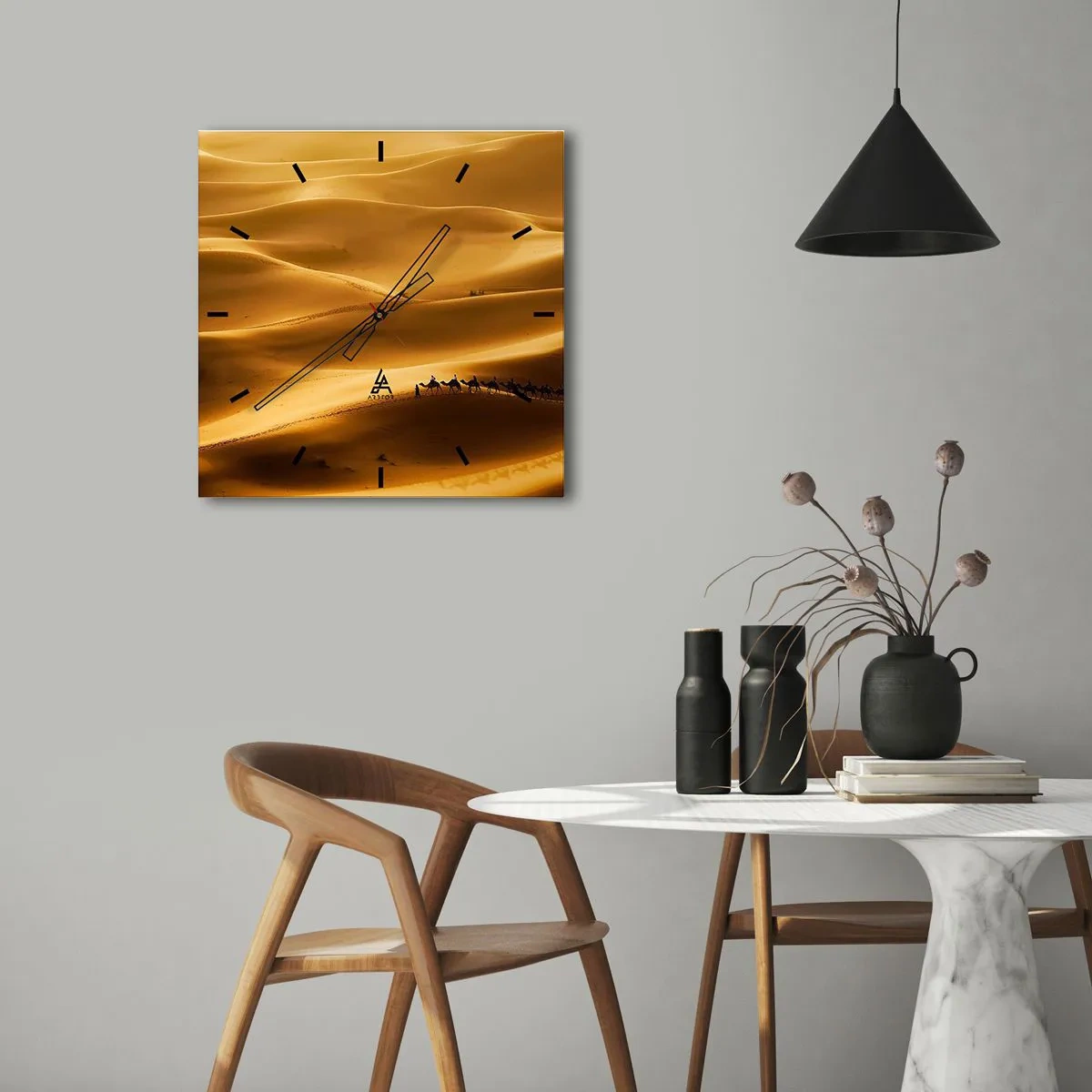 Nástěnné hodiny - Karavana na vlnách pouště - 40x40 cm