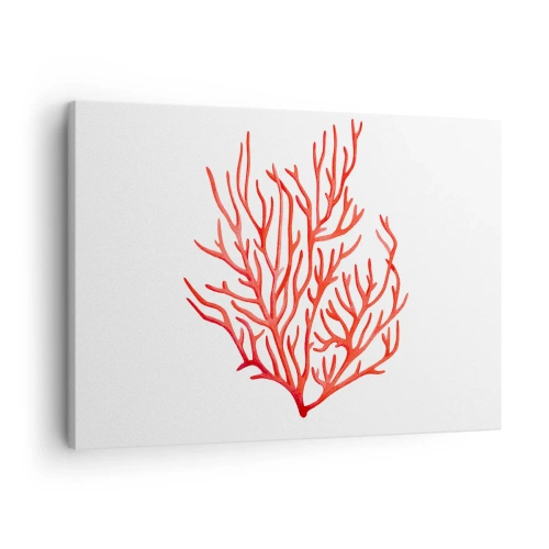 Obraz na plátně - Červený korál na bílém pozadí v minimalistickém stylu - 70x50cm - Korálový filigrán - Moderní nástěnná dekorace do obývacího pokoje a ložnice ARTTOR